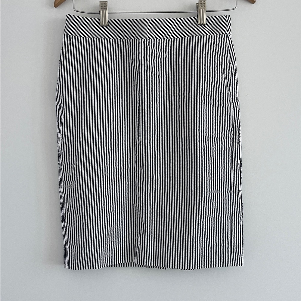 J-Crew Classic Black & White Striped Pencil Skirt